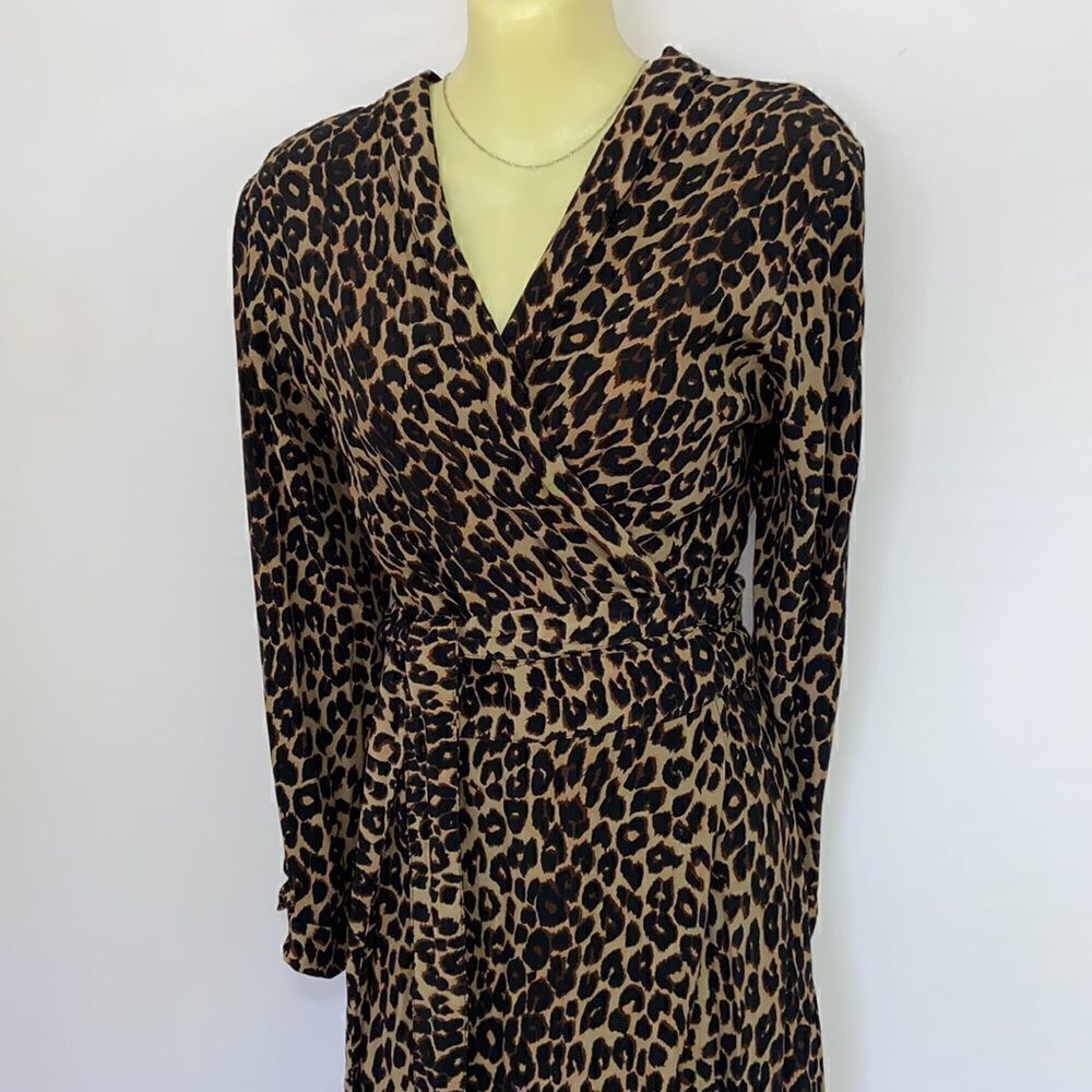 Faithfull The Brand Dress “Frida” Leopard Wrap MIDI Sz 4 Excellent Nwot! - Picture 3 of 8